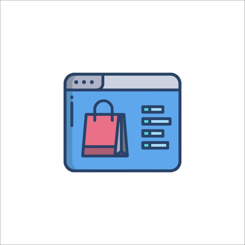 Shopping bag icon on a computer screen vector