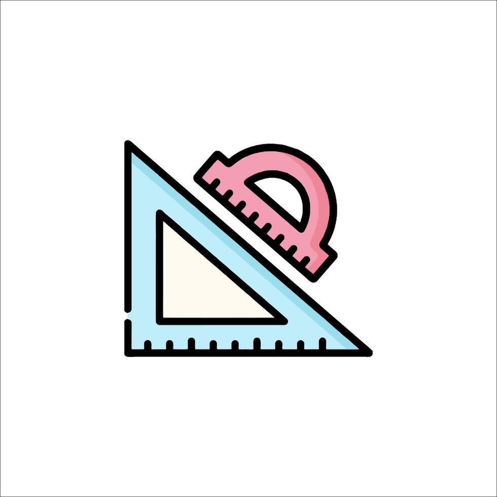 un triángulo con un regla y un regla icono vector