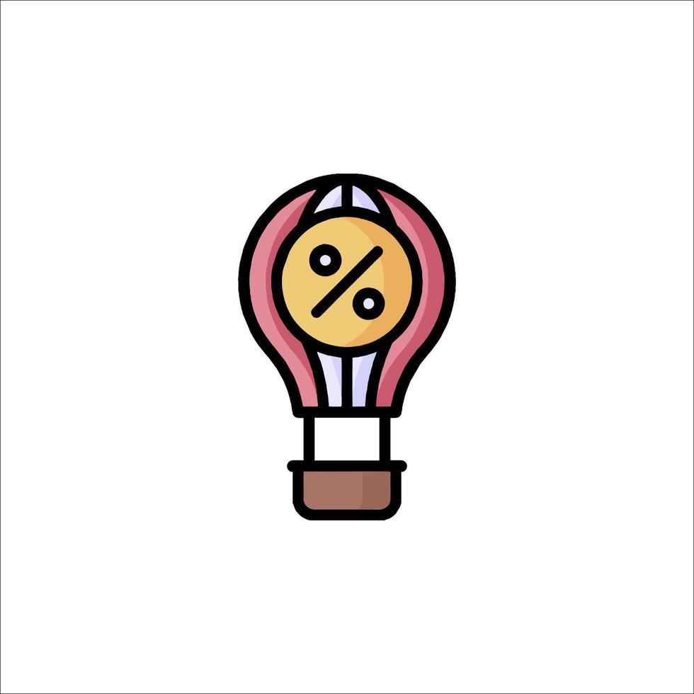 Light bulb icon with percentage sign vector