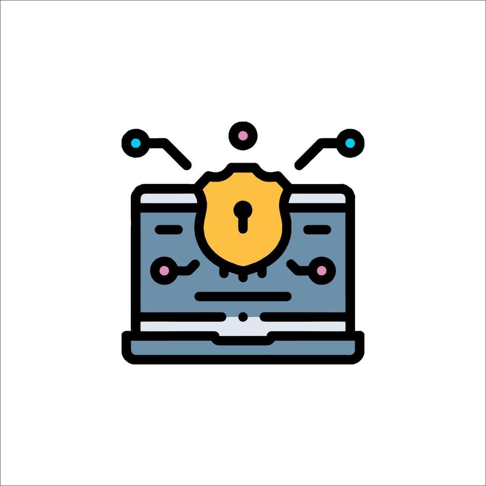 A laptop with a shield icon on it vector