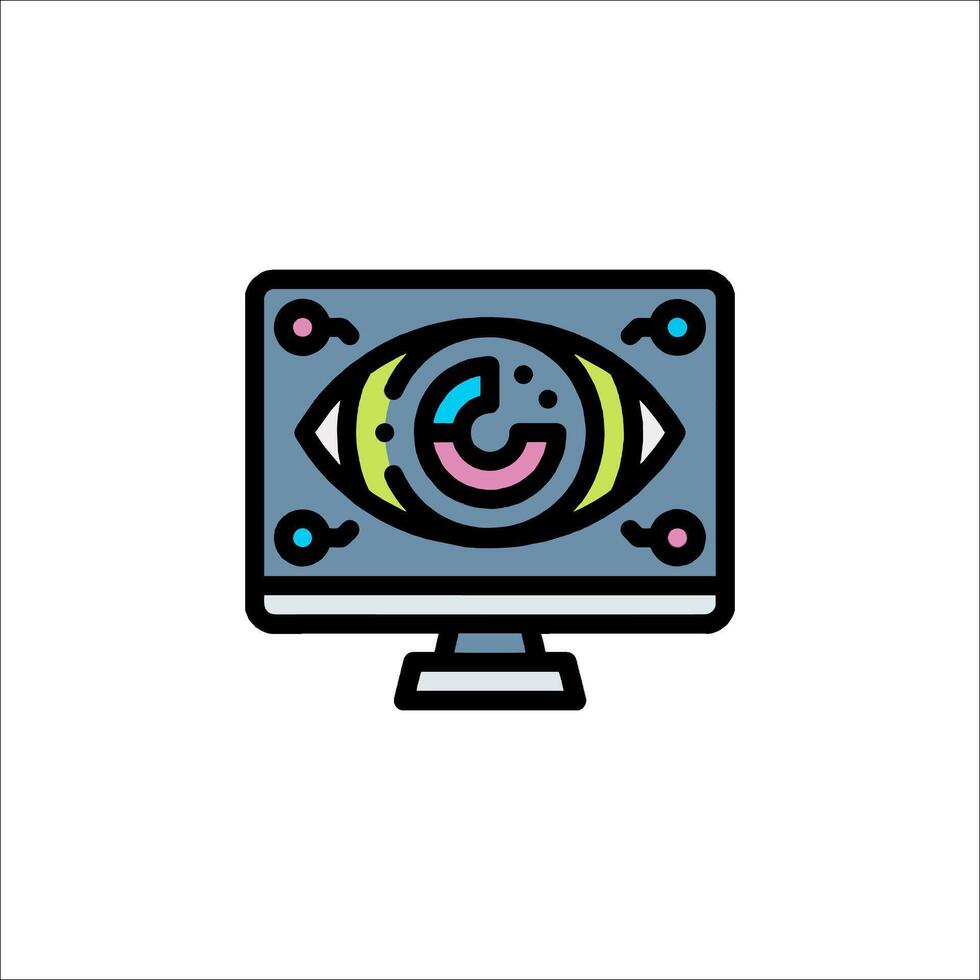 A computer monitor with an eye icon vector