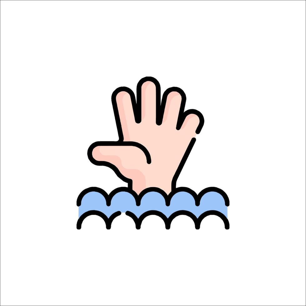 Hand reaching out to the water icon illustration vector