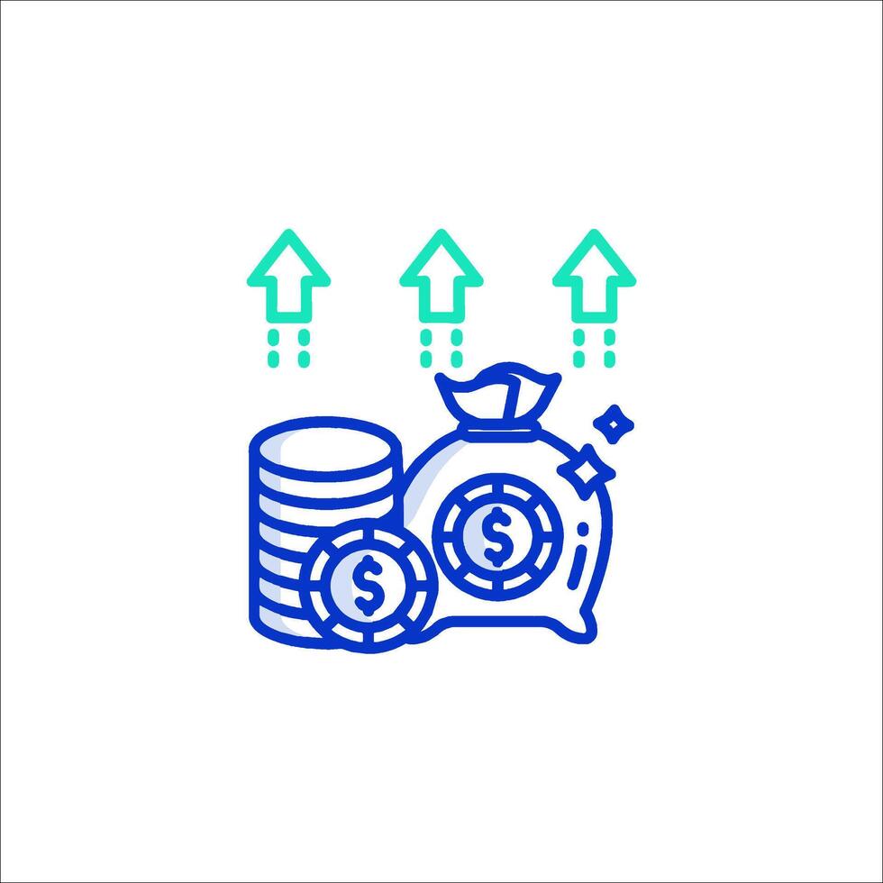 Money and money bag icon vector