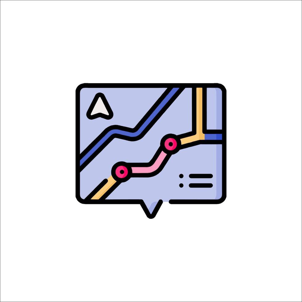 A map icon with a line drawing of a map vector