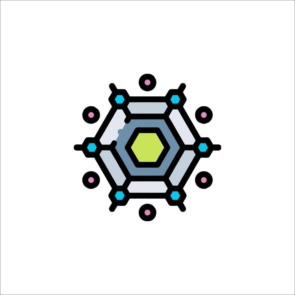 A hexagonal shape with a colorful design vector