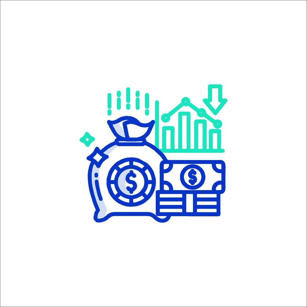 Money and money bag icon vector