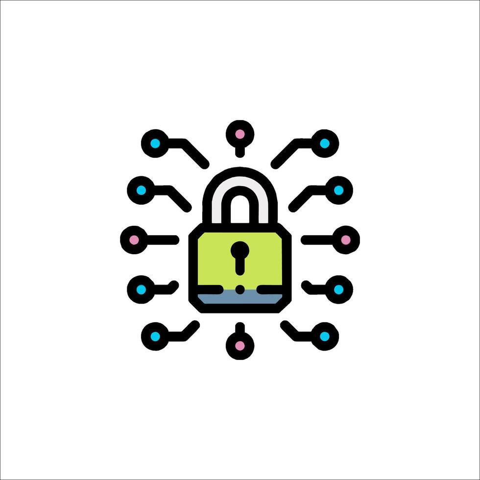 A lock icon with a circle around it vector
