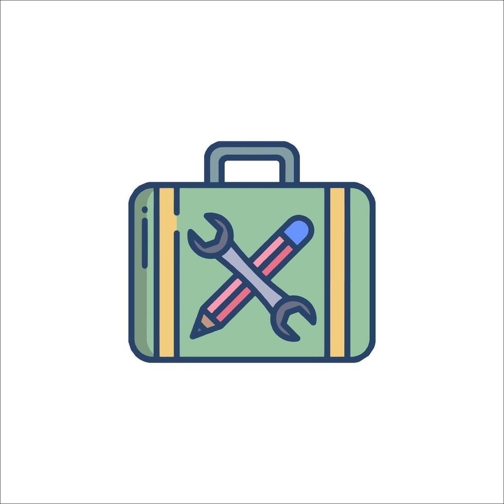 A suitcase with tools and wrenches on it vector