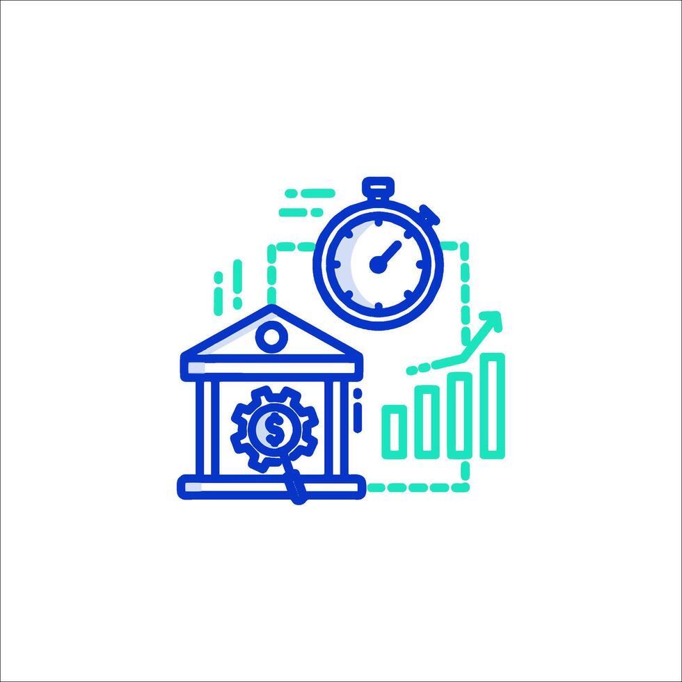 A bank building with a clock and a dollar sign vector