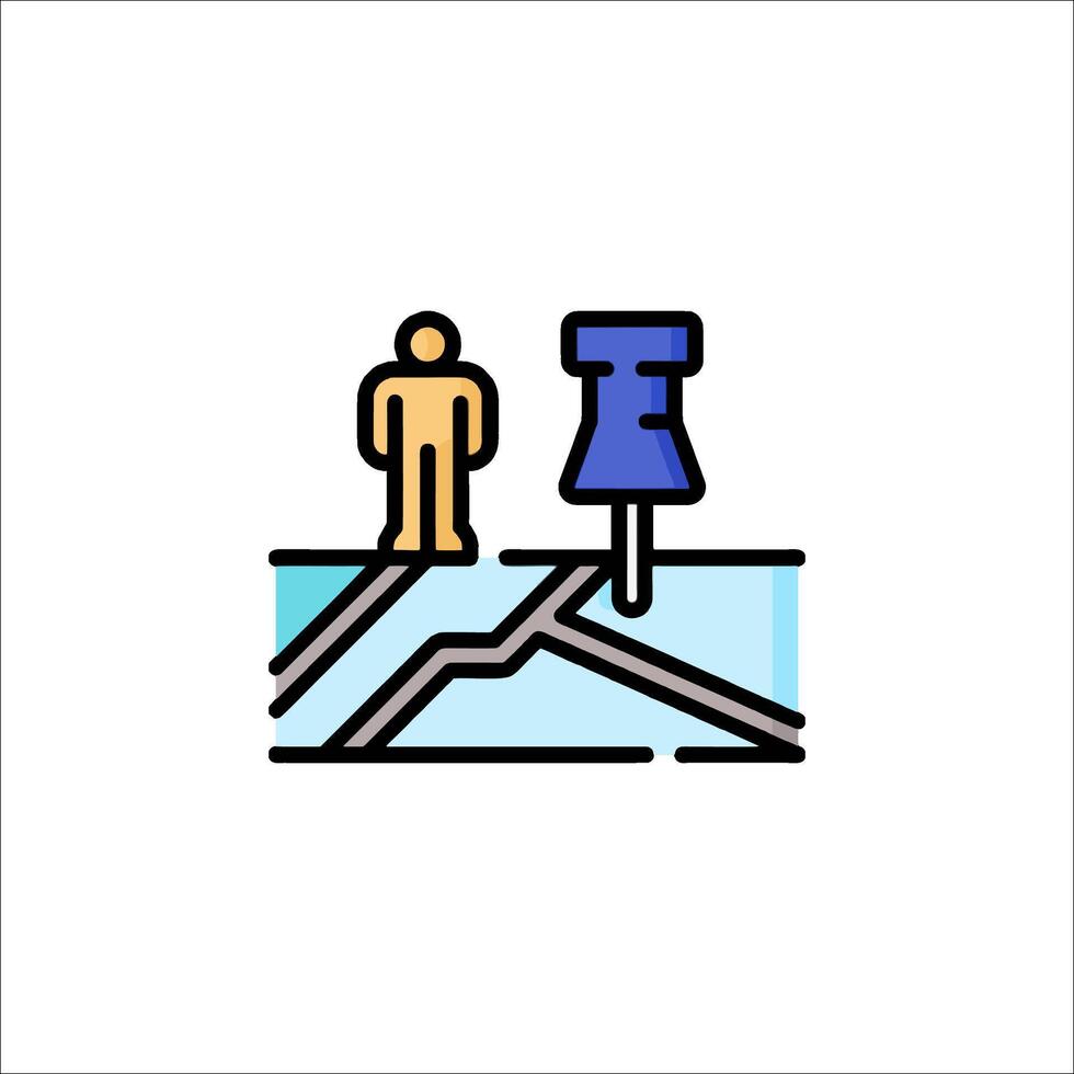 A man standing on a map with a pin on it vector