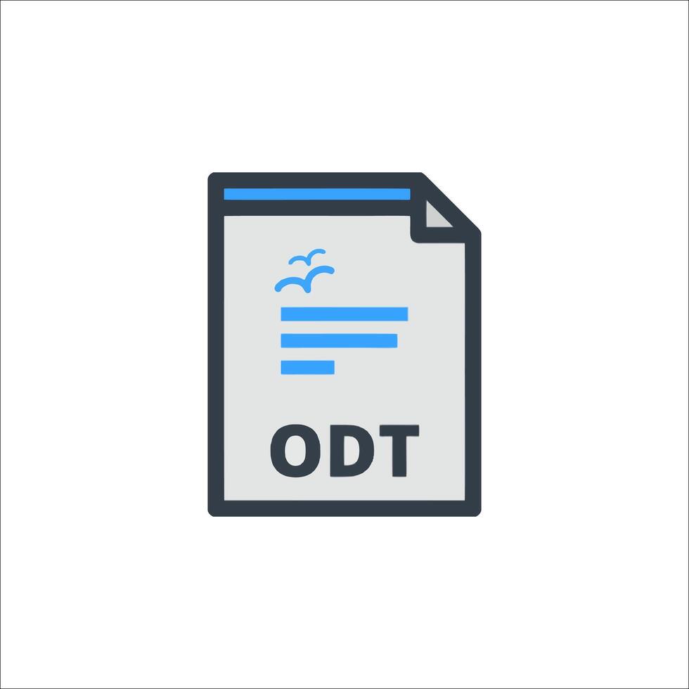 The odt icon is a document with a bird flying over it vector