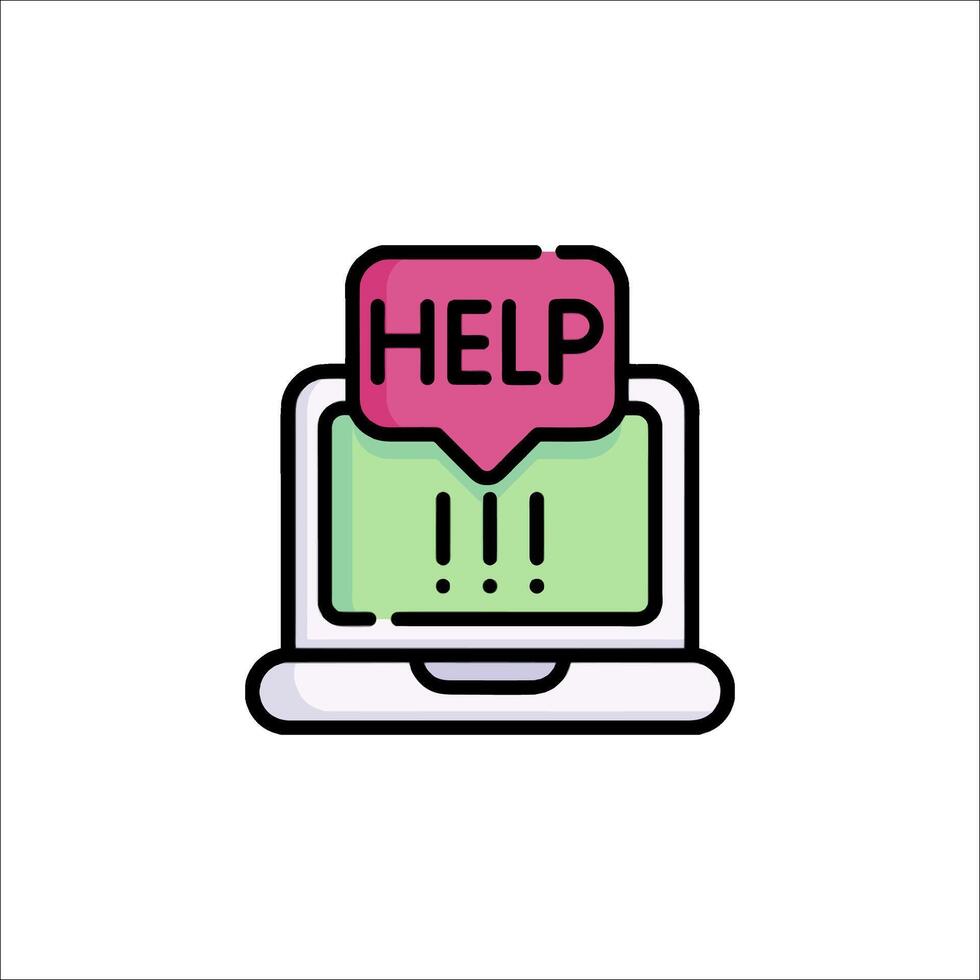 Help icon on laptop computer illustration vector