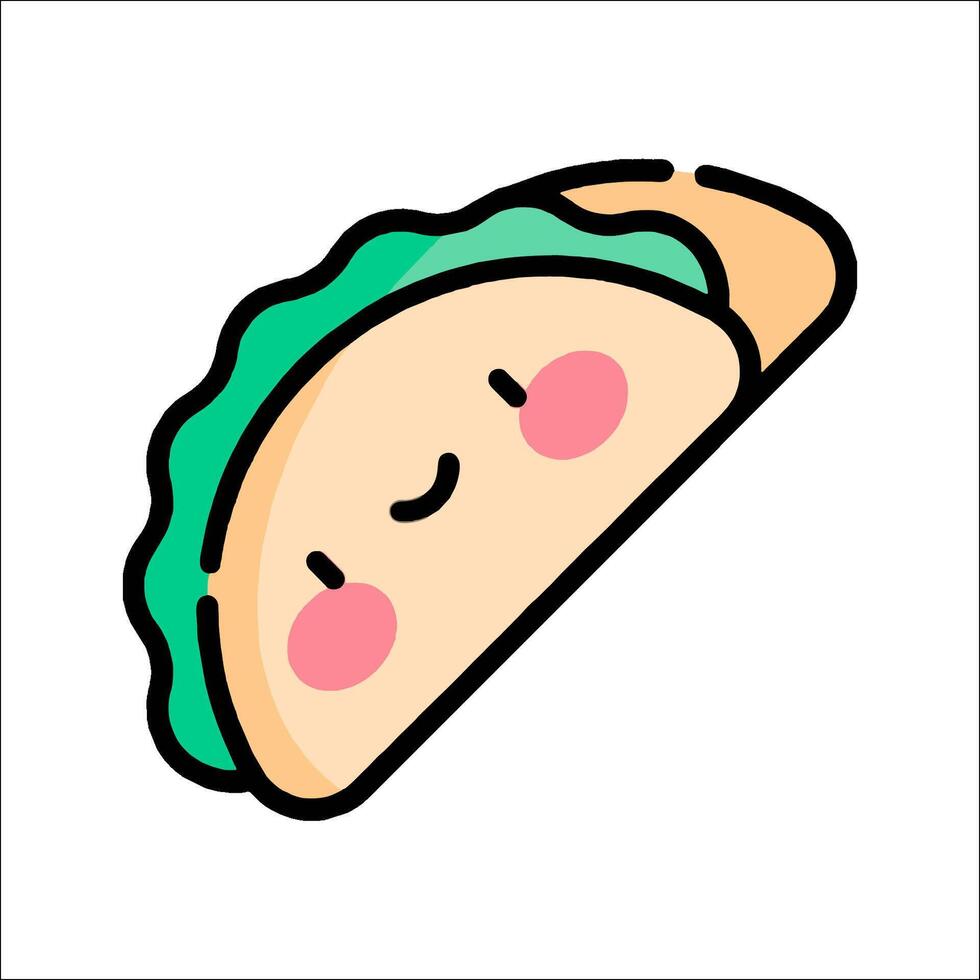 A cartoon taco with a smile on it vector
