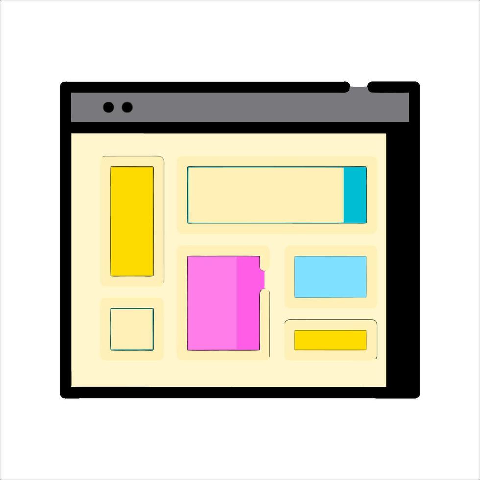 A computer screen with a yellow and pink square vector