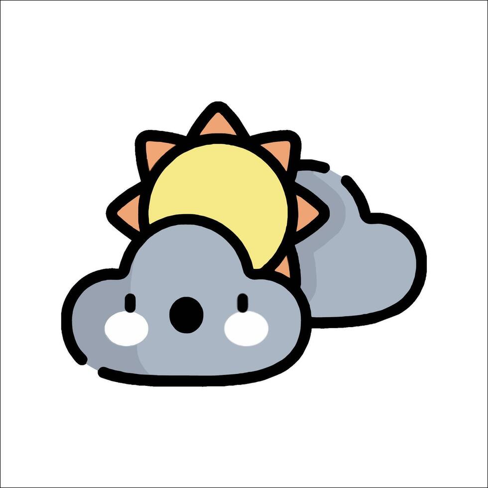 A cartoon sun and cloud with a smile vector