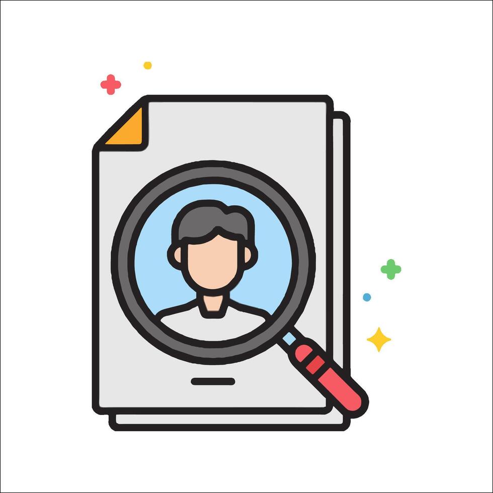 Person with magnifying glass icon vector