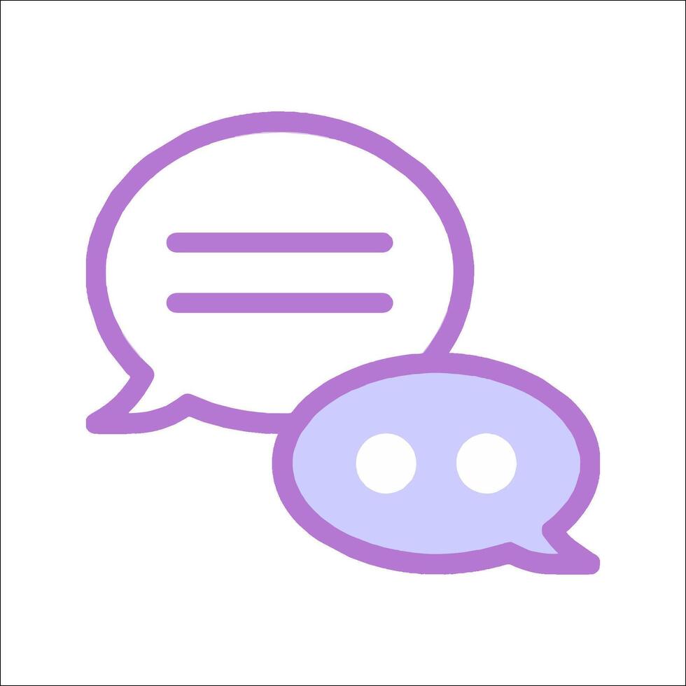A purple and white chat bubble icon vector