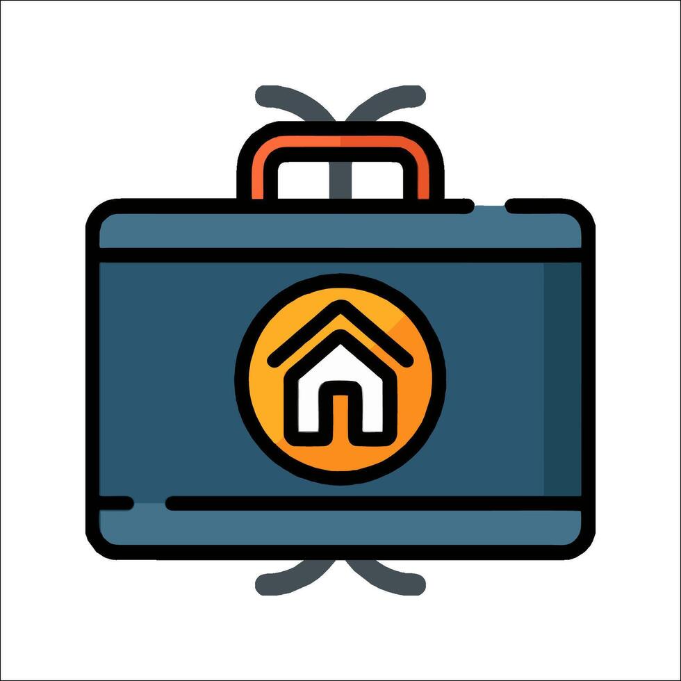A suitcase with a house on it and a house icon vector