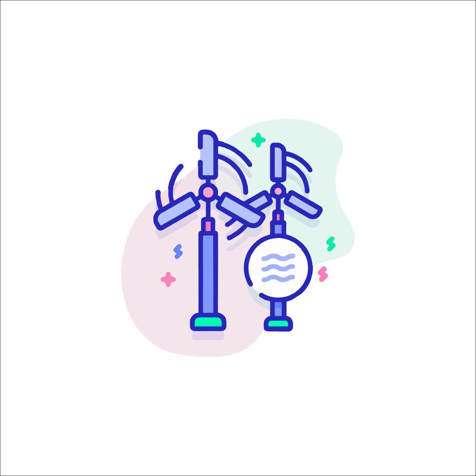 A wind turbine with a ball on top vector