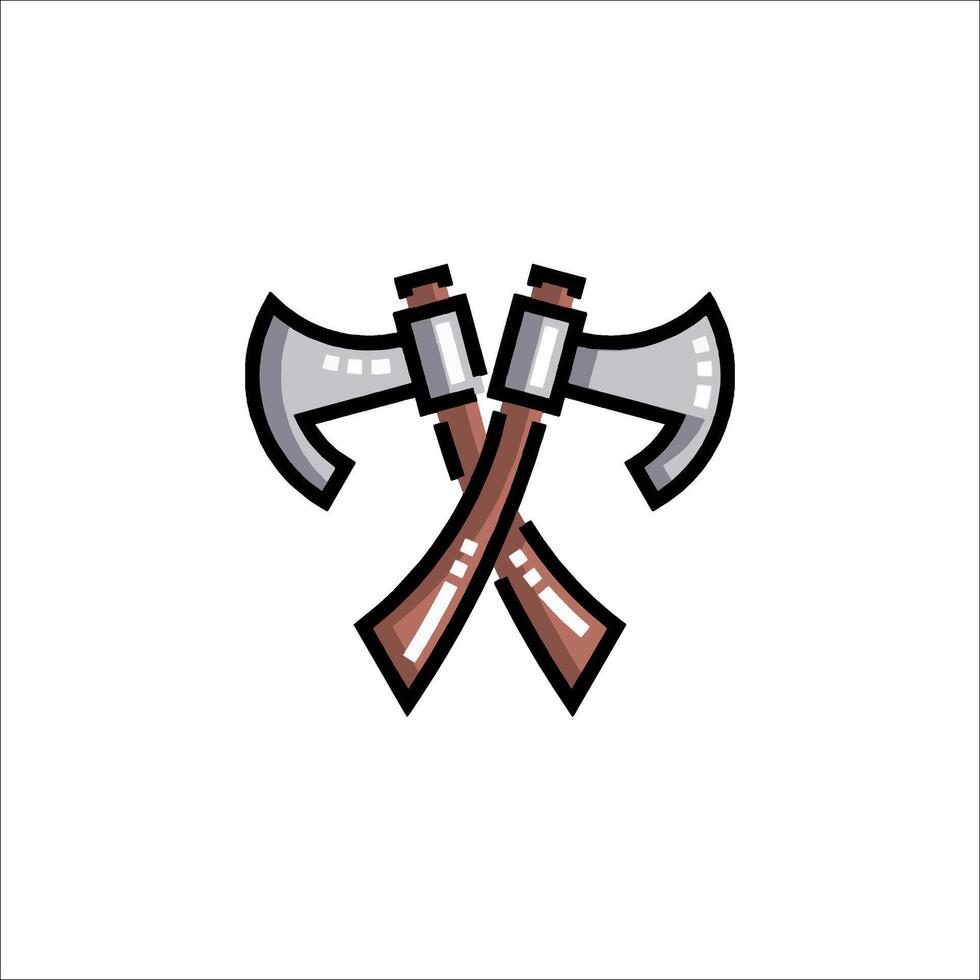 Two axes crossed on a white background vector