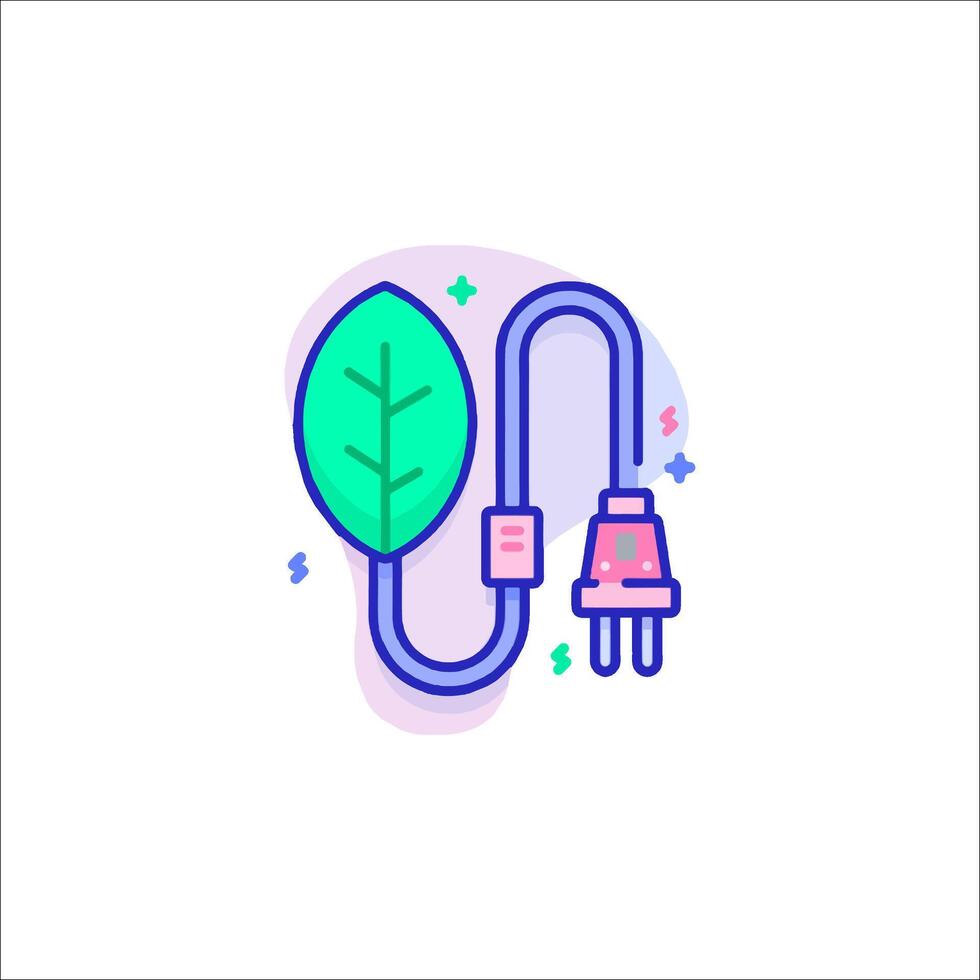 A green leaf and a plug on a white background vector