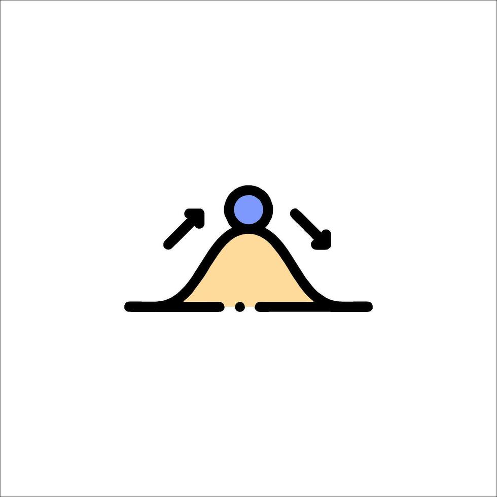 A man is standing on a hill with a blue arrow pointing to the left vector