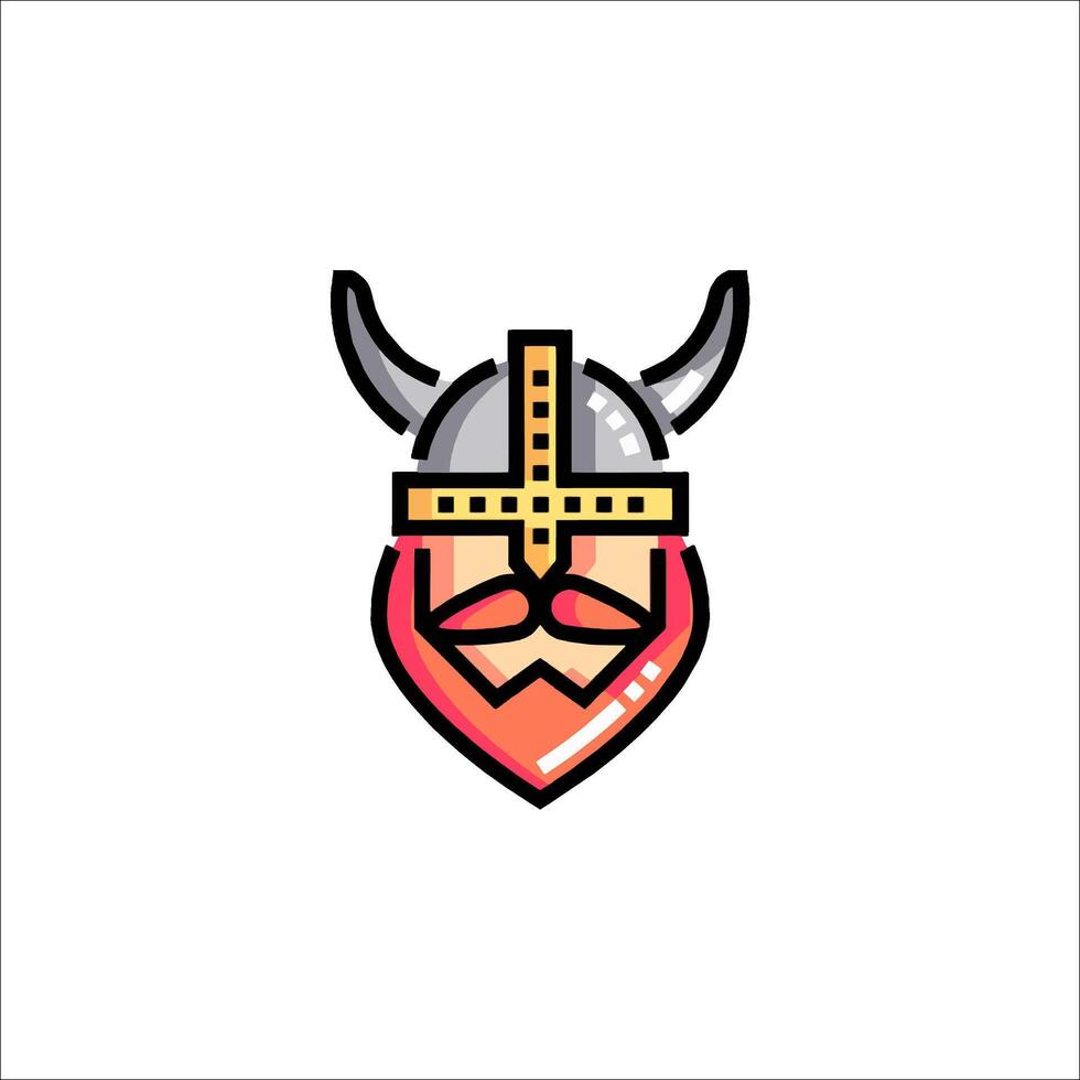 A viking helmet with horns and a beard vector