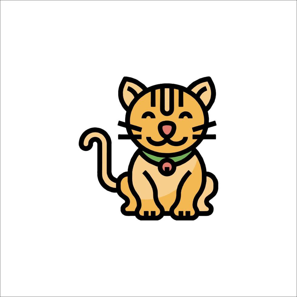 A cartoon cat with a collar on its neck vector