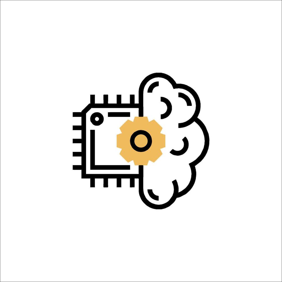 A brain and a computer chip icon vector
