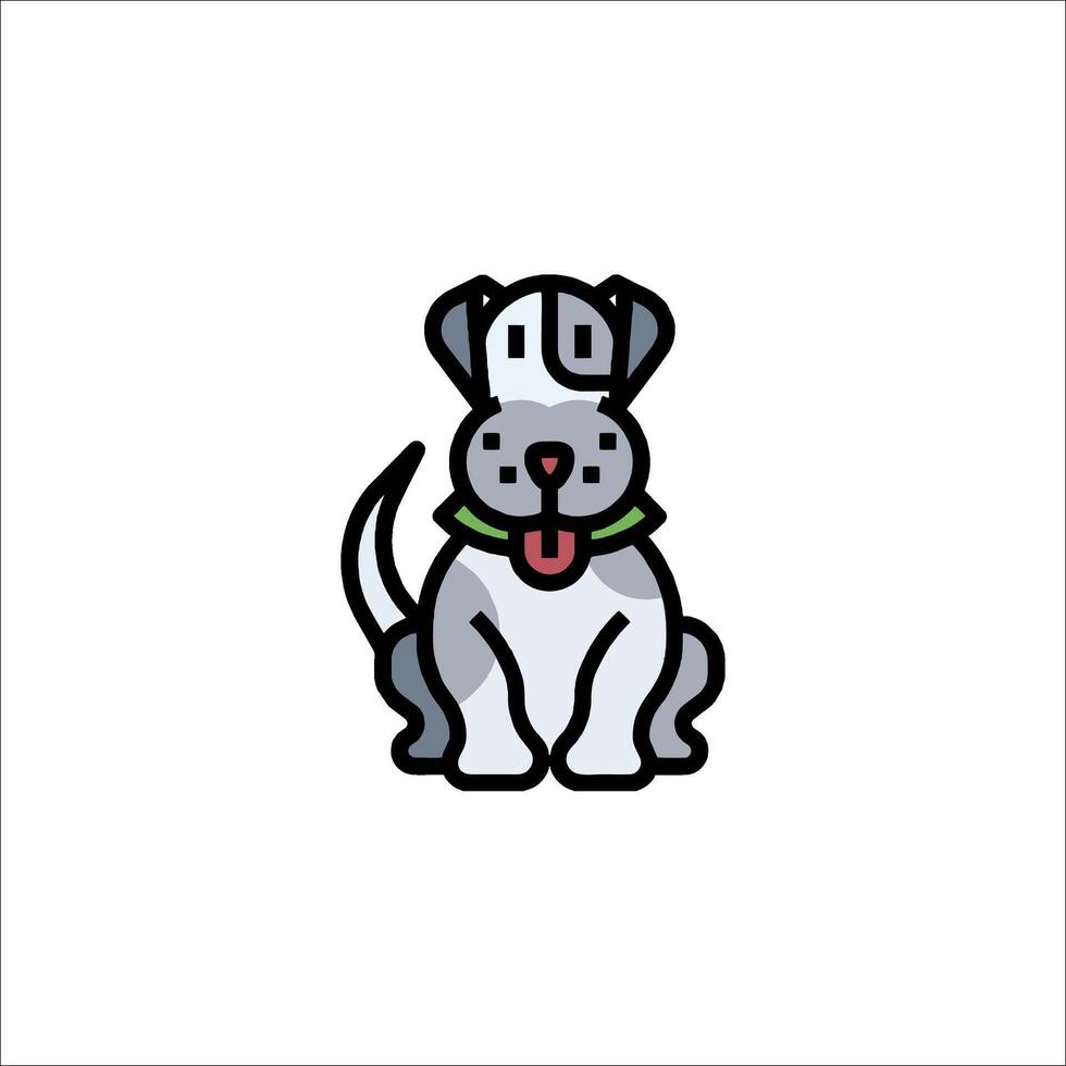 A dog with a green collar and a white background vector
