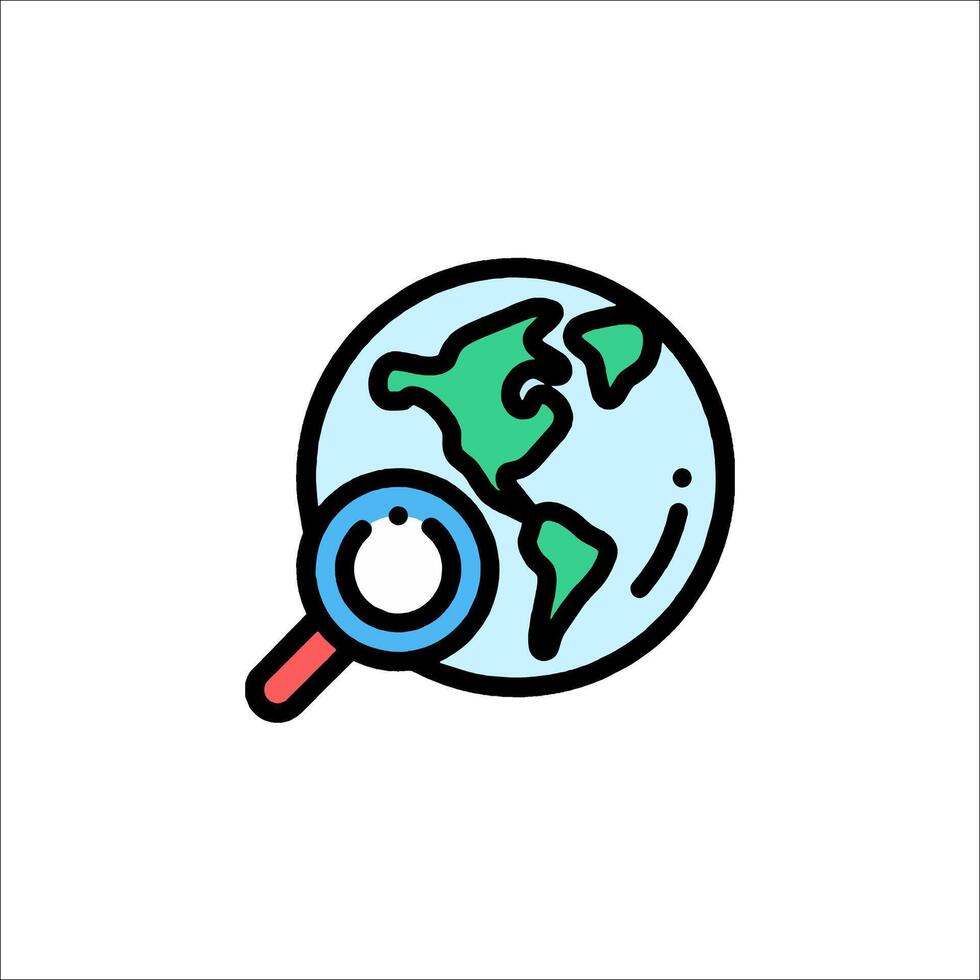 Magnifying globe icon illustration vector