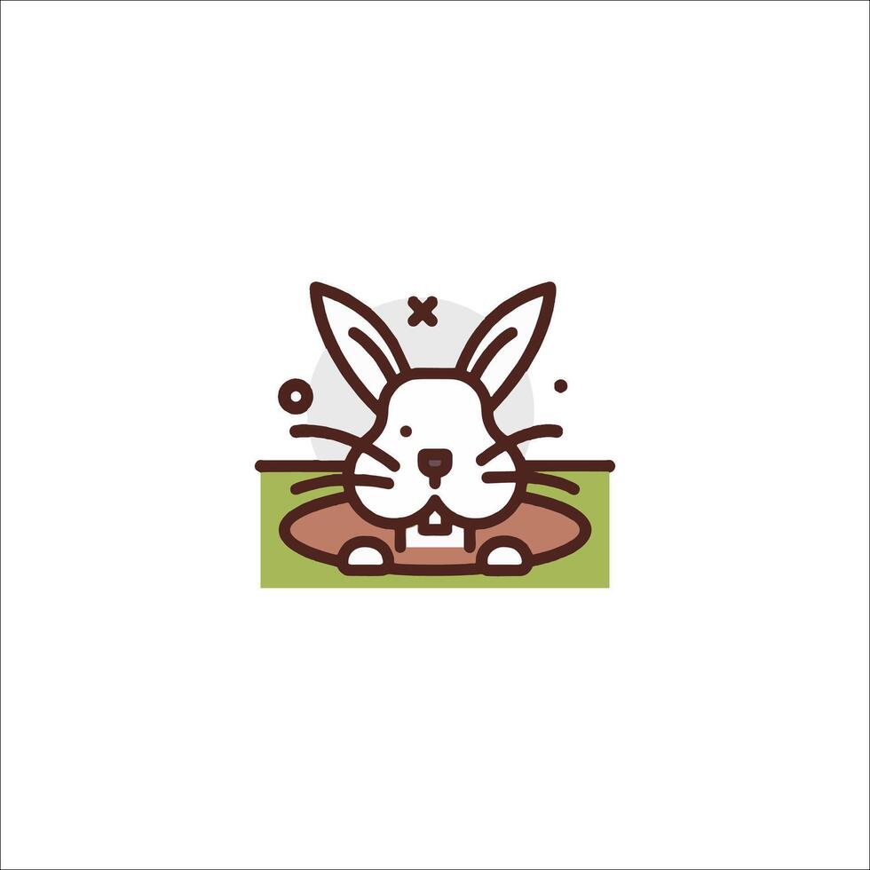 A bunny logo with a green background vector