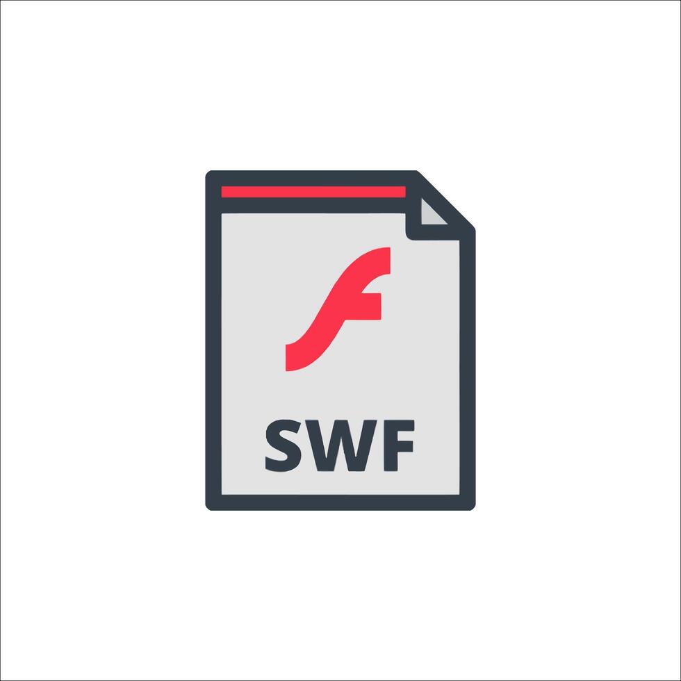Swf file icon with the word swf in red vector