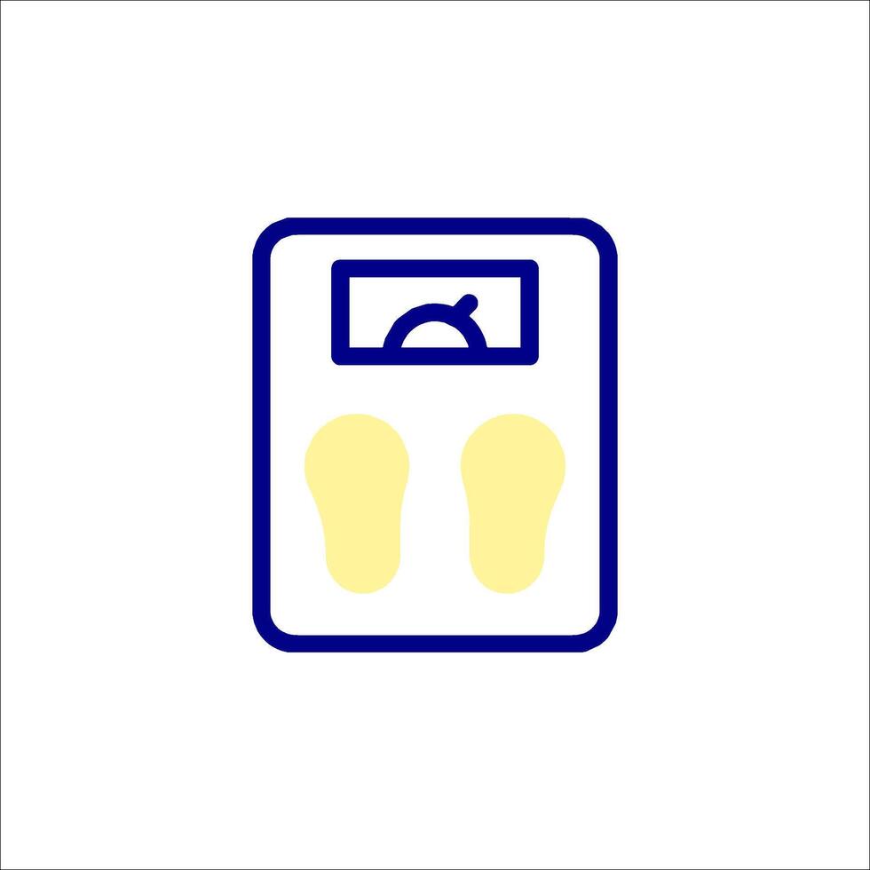 A blue and yellow sign with a scale on it vector