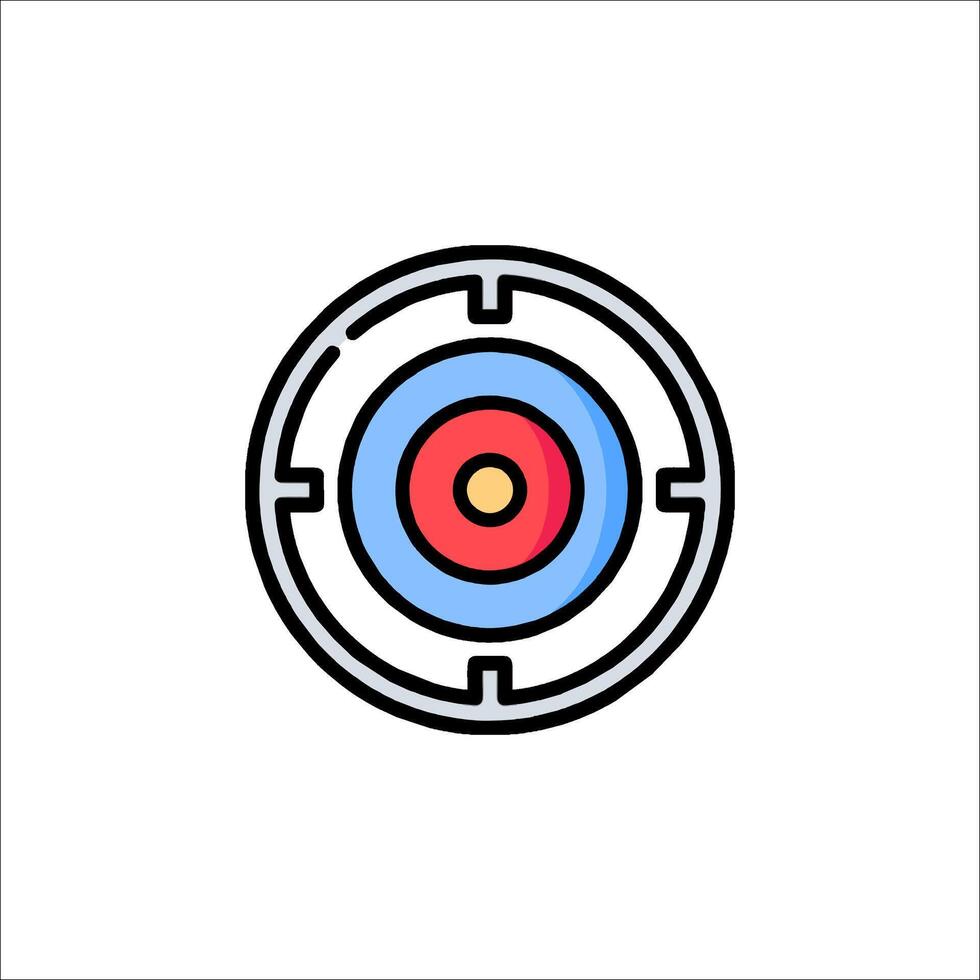 A target with a red, blue and yellow arrow in the center vector