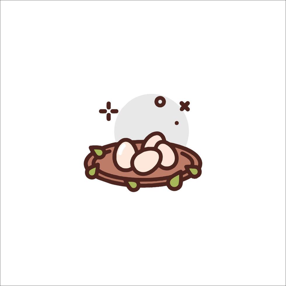A bird's nest with eggs on it vector