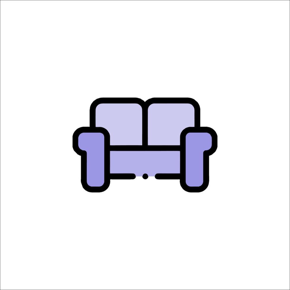 A purple couch icon on a white background vector