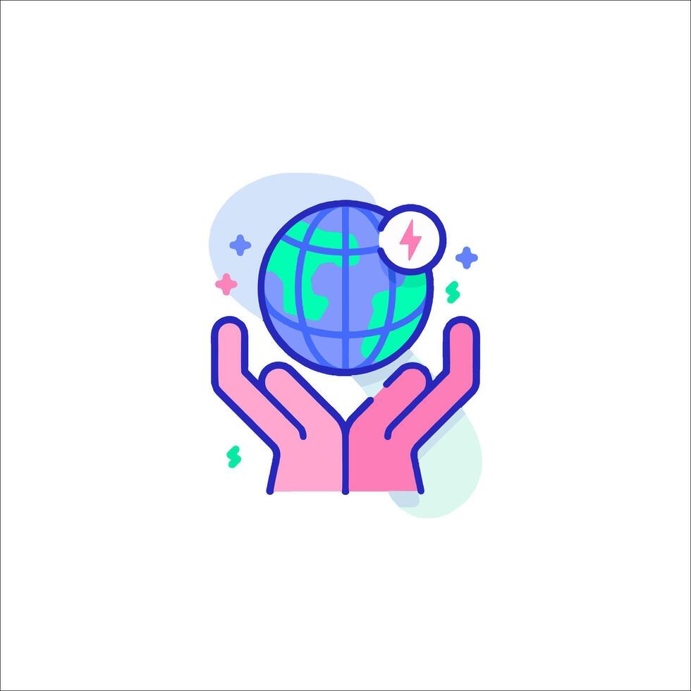Hands holding a globe icon vector