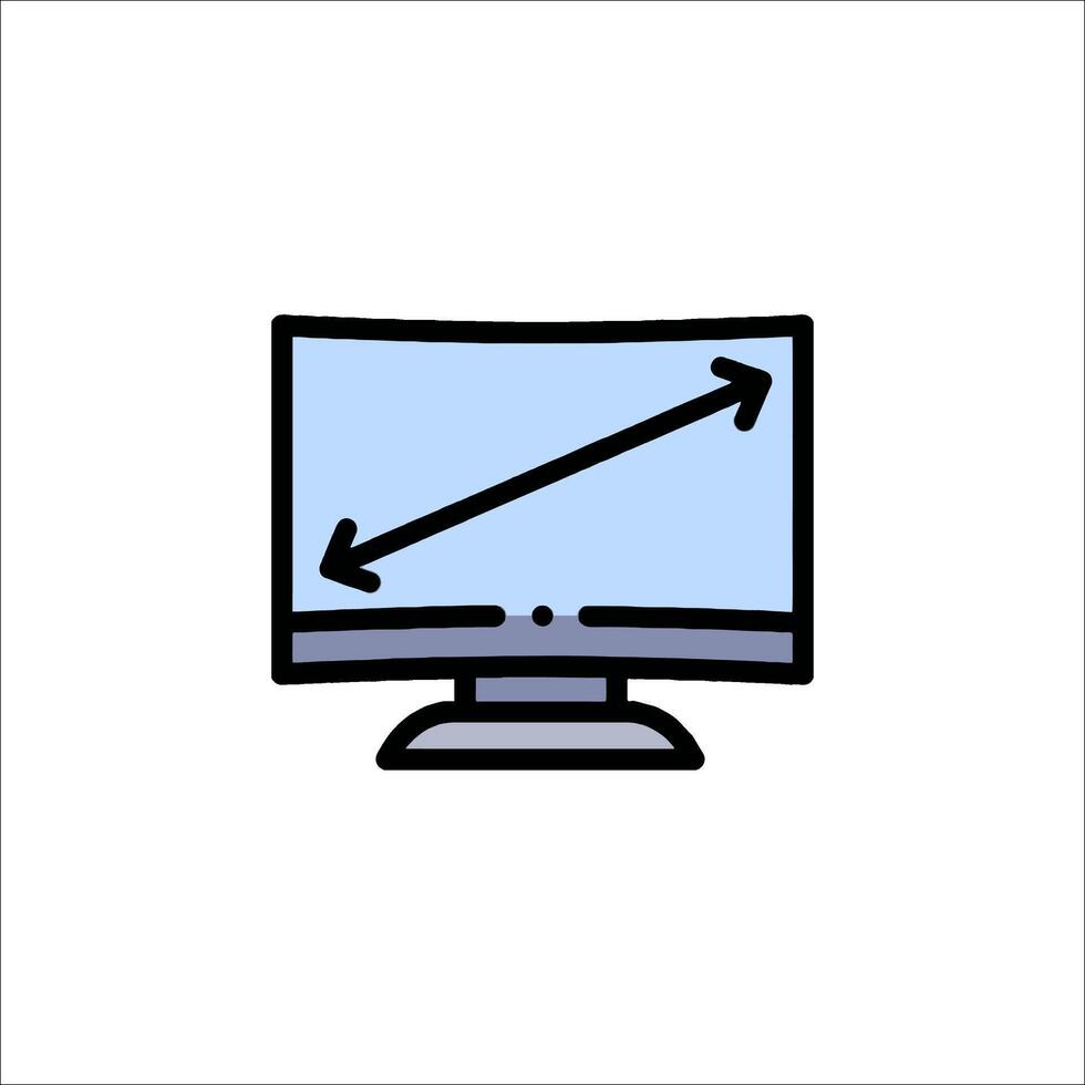A computer monitor with an arrow pointing up vector
