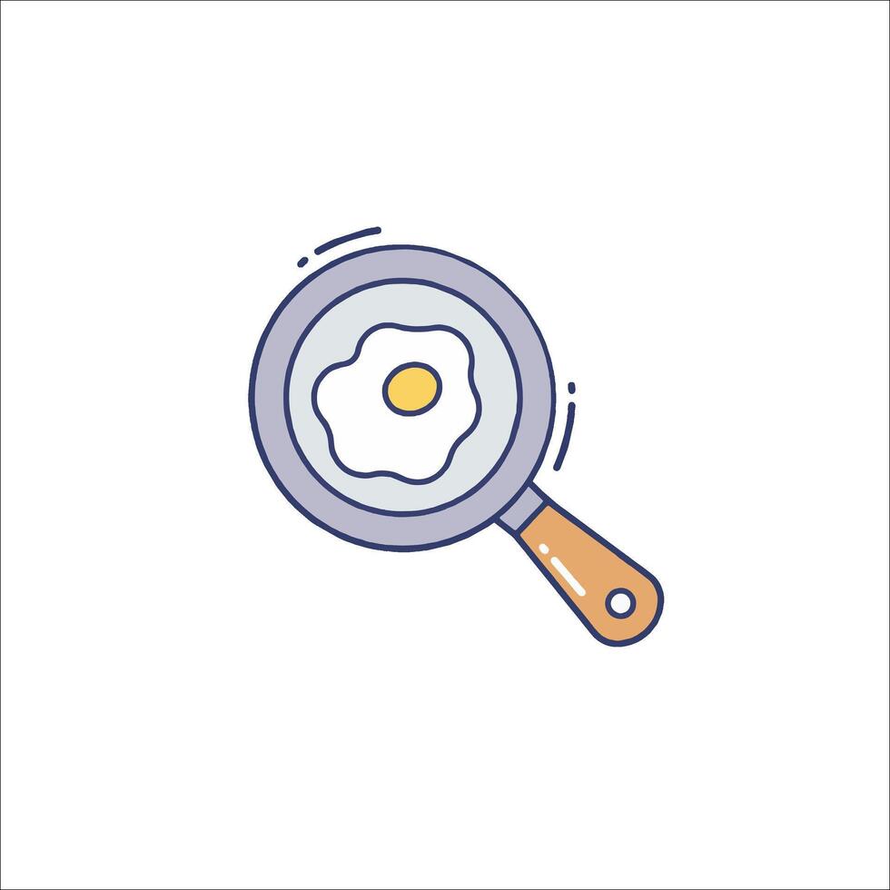 Fried egg icon in a frying pan vector
