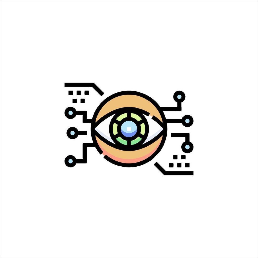 An eye icon with a circuit board around it vector