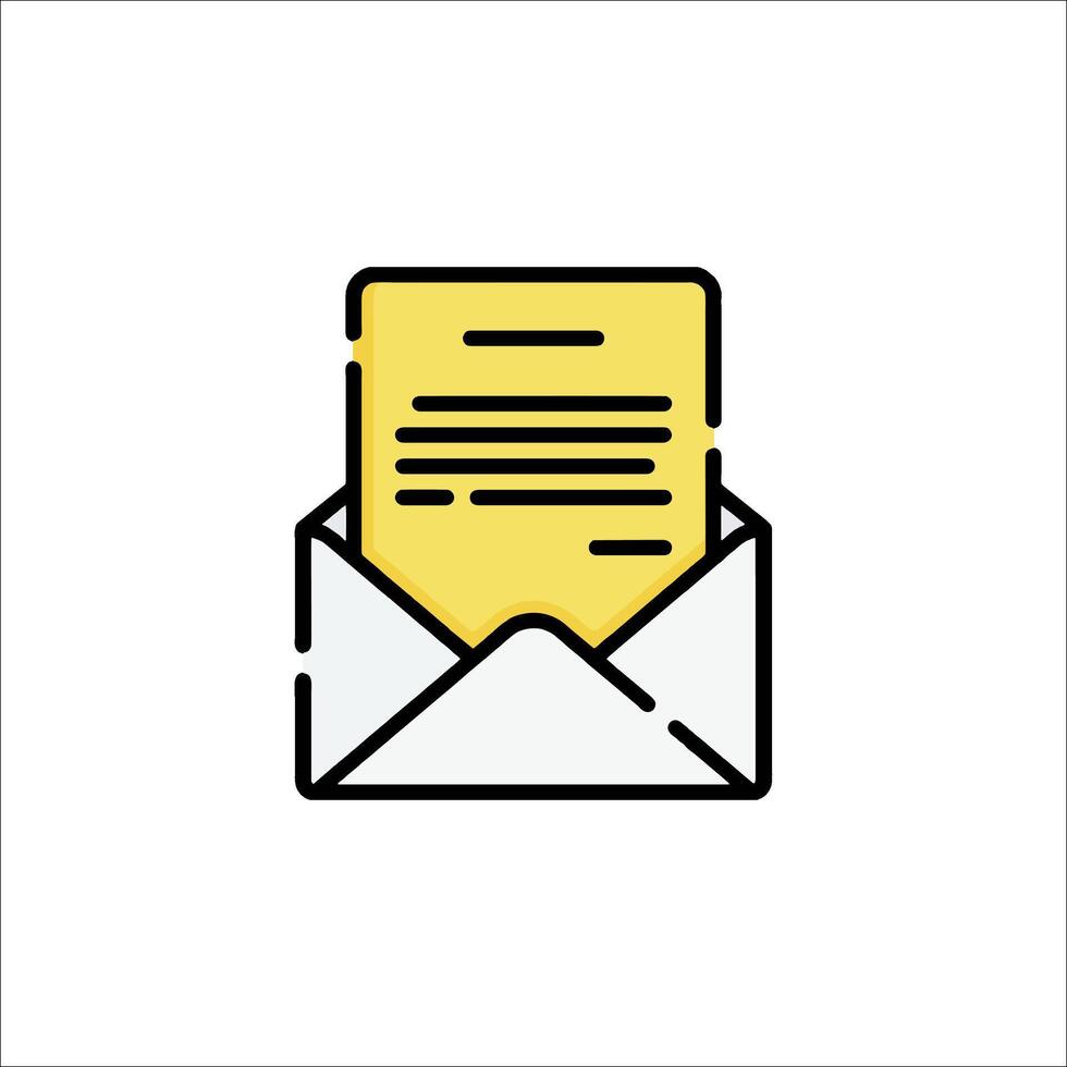An envelope with a letter inside on a white background vector