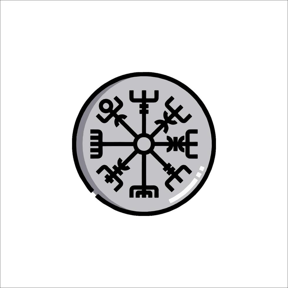 A viking compass icon in a circle vector