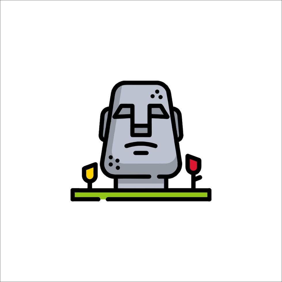 A cartoon statue with a face and flowers vector