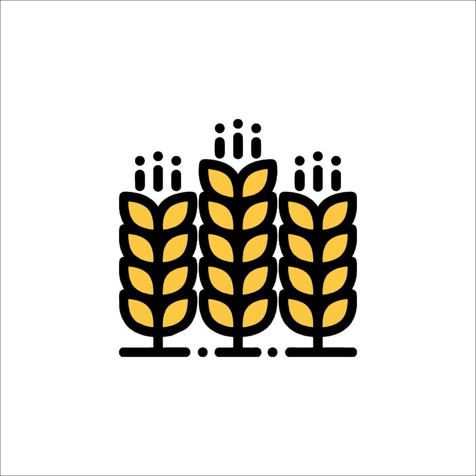 A wheat field with three ears of wheat vector