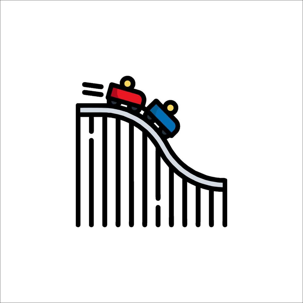 A roller coaster icon with two people on it vector