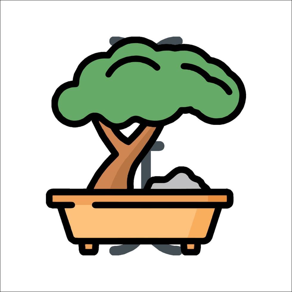 Bonsai tree icon illustration vector