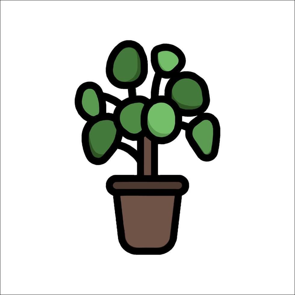 A potted plant with green leaves on a white background vector