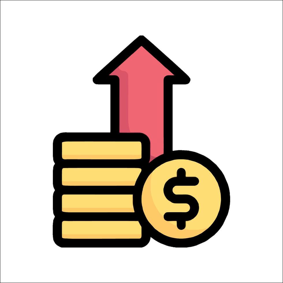 Money stack with arrow and dollar sign icon vector