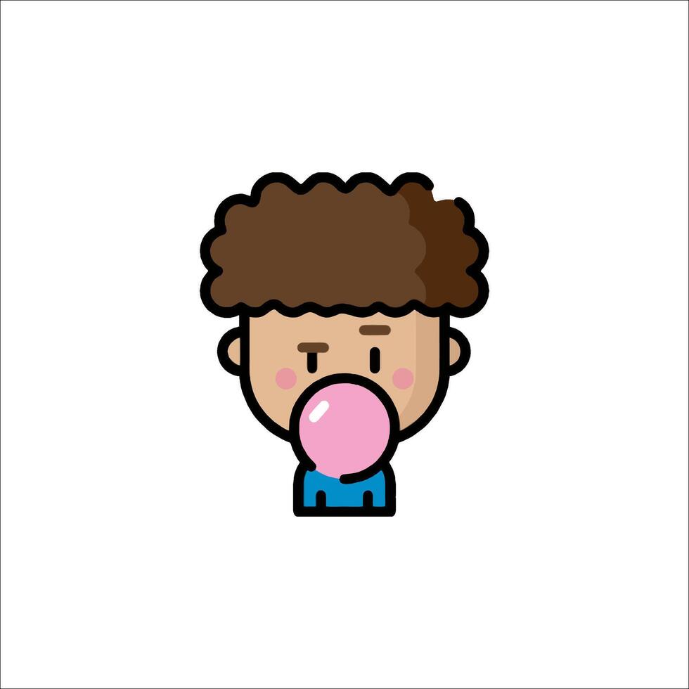 A cartoon boy blowing bubble gum vector